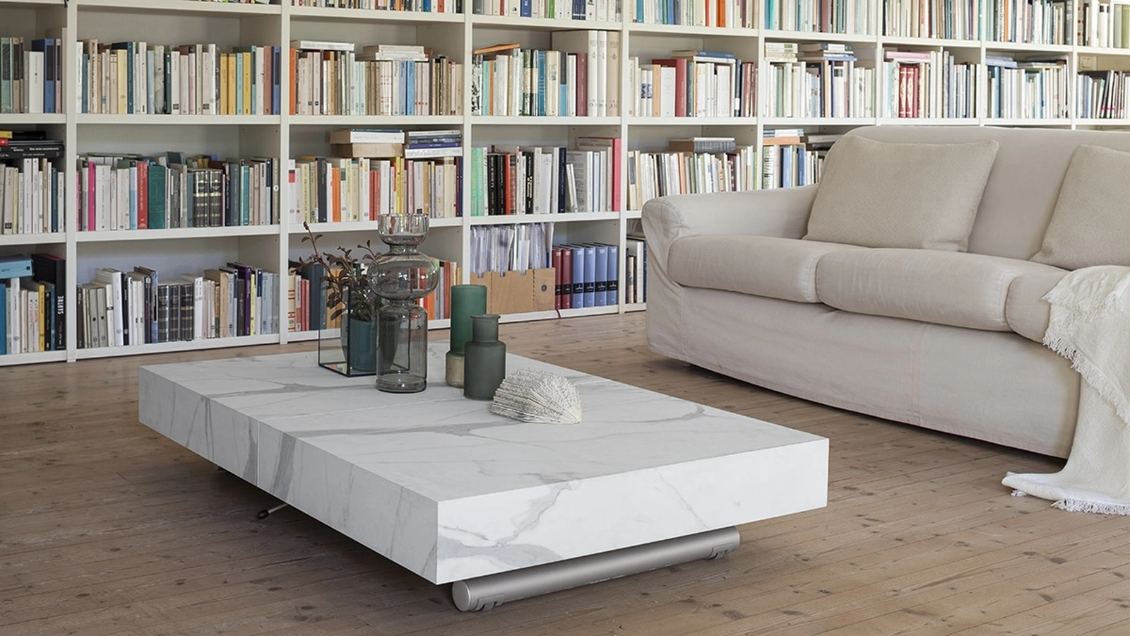 Convertible coffee table with marble-effect melamine top Ulisse by Altacom