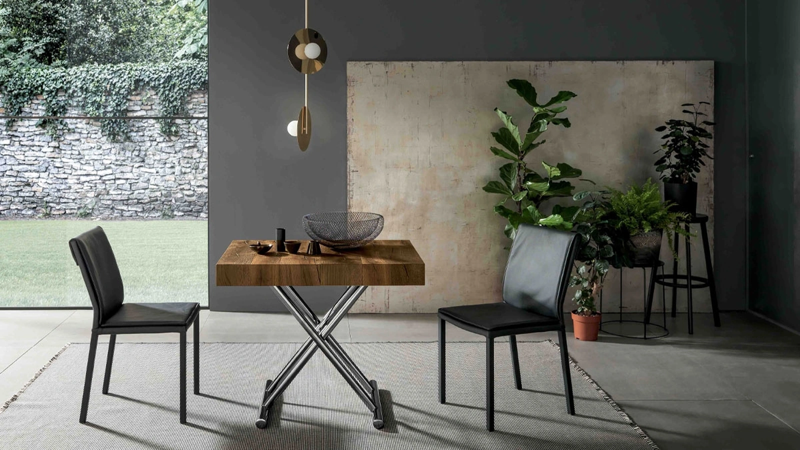 Transformable Coffee Table with wooden top and metal base Calypso by Altacom