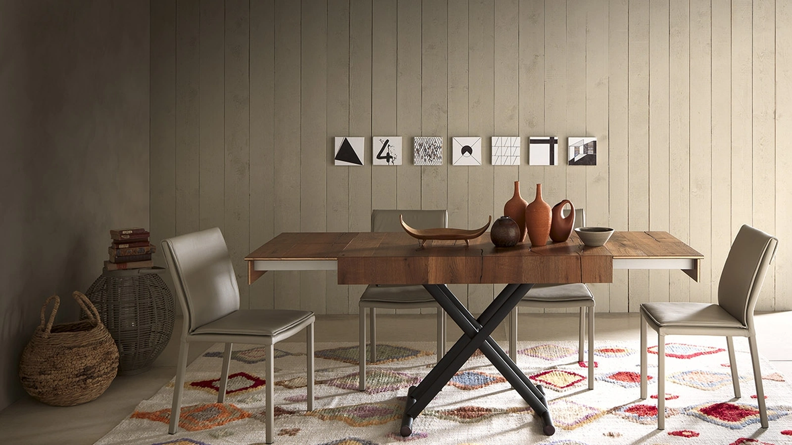 Transformable wooden coffee table with metal base Double by Altacom