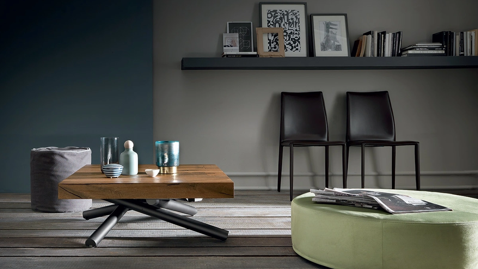 Transformable side table with square wooden top Levante by Altacom