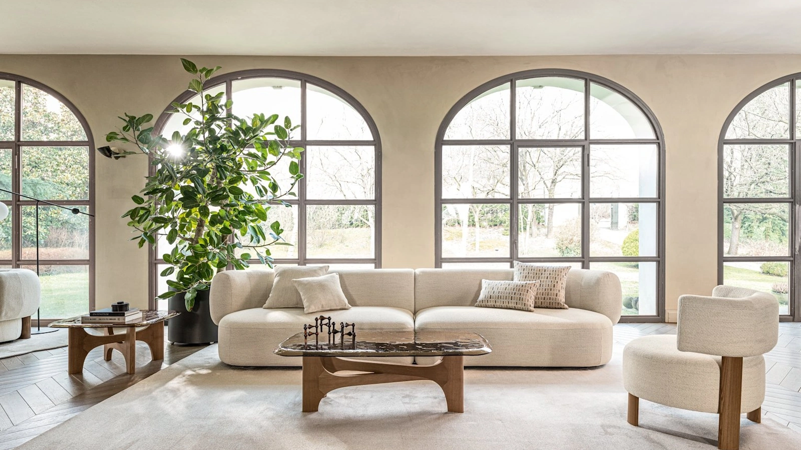 Nogu glass coffee table by Calligaris
