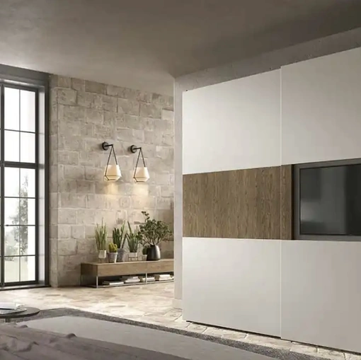 Wardrobe with sliding doors Brunale TV S159 by Moretti Compact Day Night