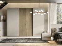 Wardrobe with sliding and hinged doors Libeccio Combinato C256 in lacquered and veneered Moretti Compact oak Day Night