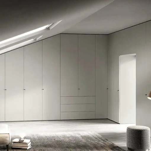 Custom-made wardrobe with swing doors for attics Libeccio U467 by Moretti Compact Day Night