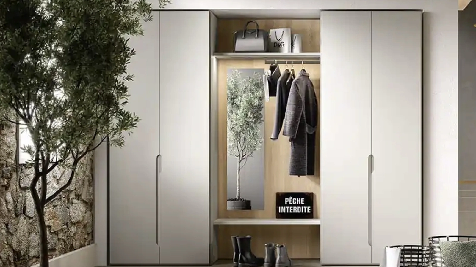 Wardrobe with swing doors Utility Amber U456 by Moretti Compact Day Night