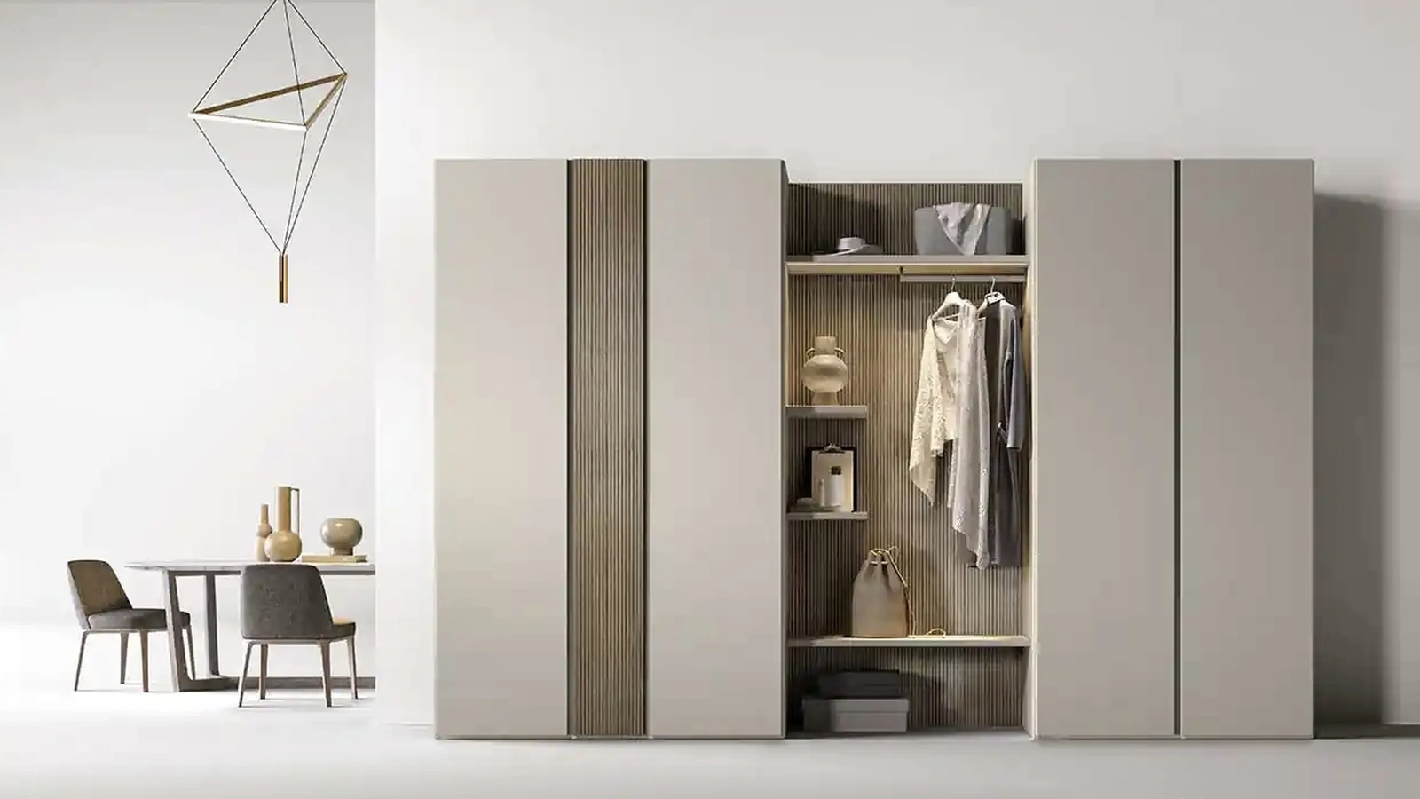 Wardrobe with swing doors Utility Bora U454 by Moretti Compact Day Night