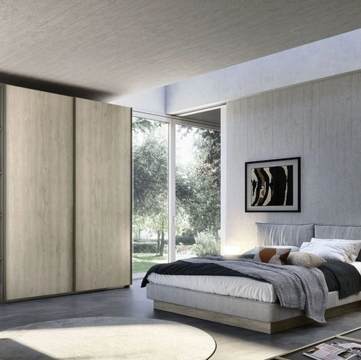Wardrobe with 2 sliding doors and a side hinged module Quadro Steel Plan 90 by S75