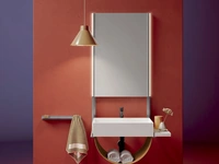 Shaker 02 Bathroom Cabinet with Marble Shelf and Open Compartment in Natural Leather by Ardeco