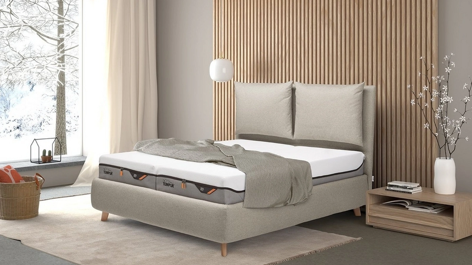 Tempur upholstered fabric double bed Sogno