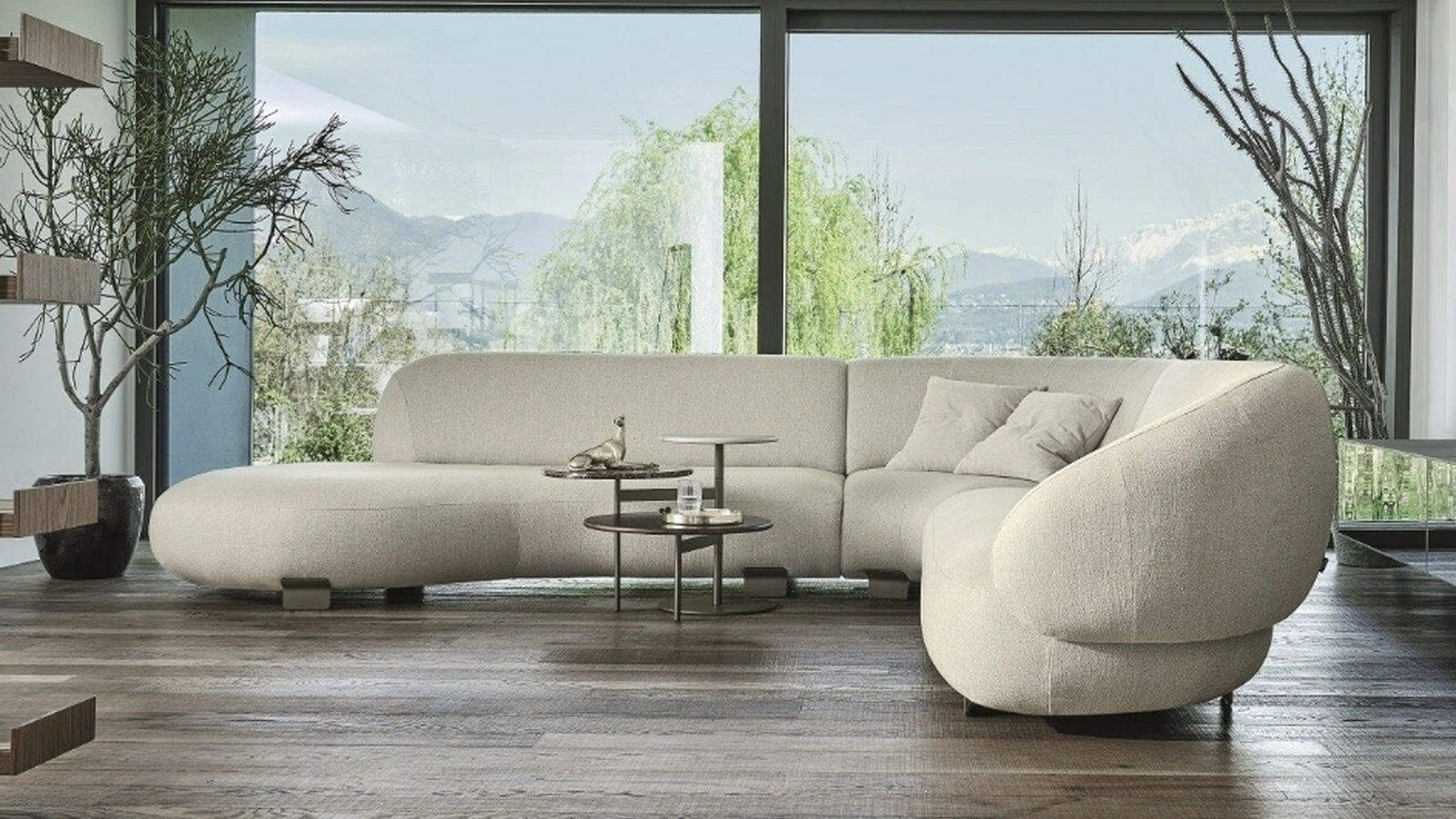 Fabric sofa with chaise longue Pacific by Ditre Italia
