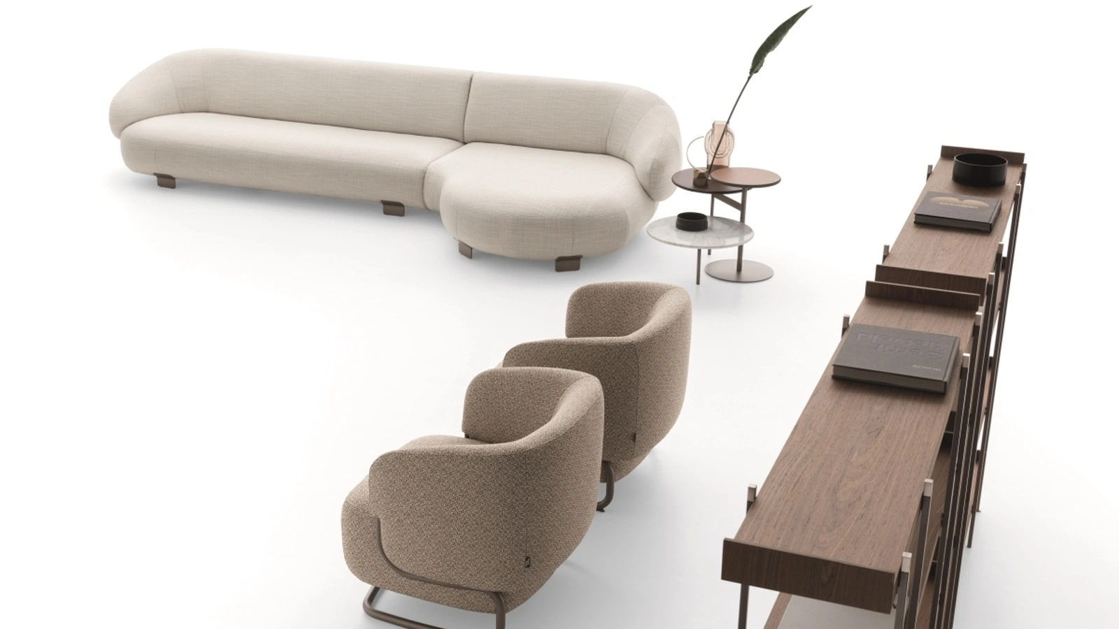 Fabric sofa with chaise longue Pacific by Ditre Italia.