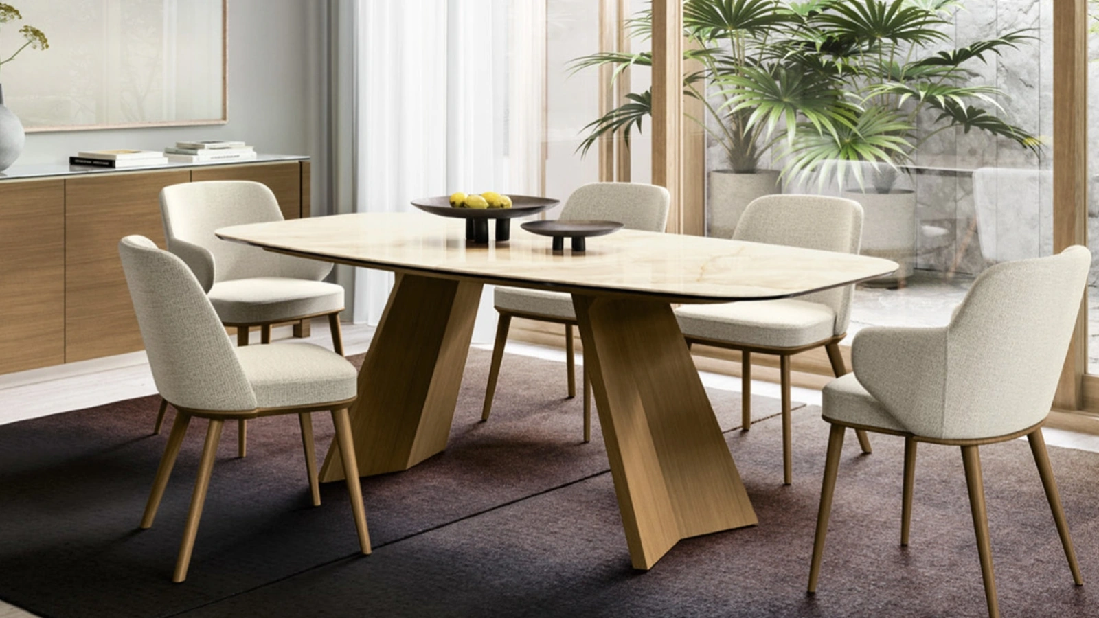 Foyer fabric chair with wooden legs by Calligaris