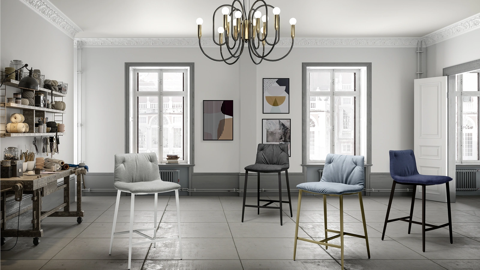 Grace/C Upholstered Fabric Stool by Zamagna