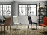 Kilt Atelier stackable chair upholstered in Zamagna leather or fabric