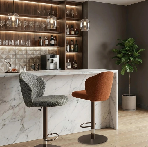 Koss and Ikon upholstered stools by Easyline