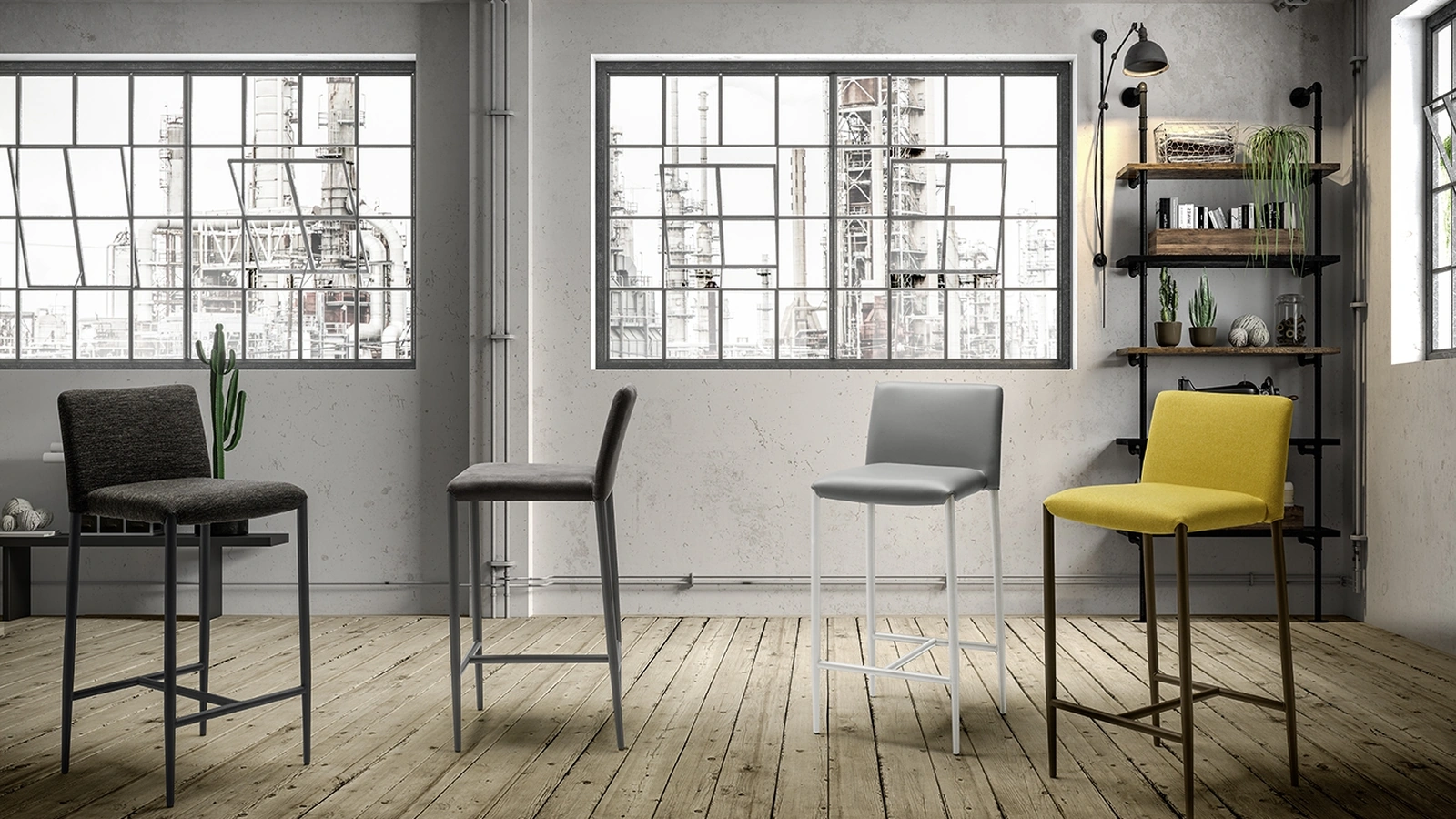 Memphis Atelier Stool in fabric or faux leather by Zamagna