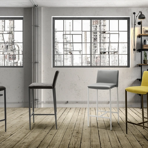 Memphis Atelier Stool in fabric or faux leather by Zamagna
