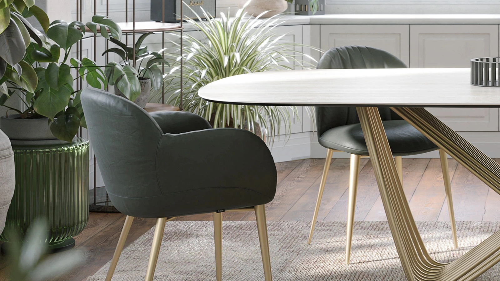 Padded leather chair Olympia by Tonin Casa.