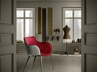 Duke B chair in two-tone quilted fabric and leather by Zamagna