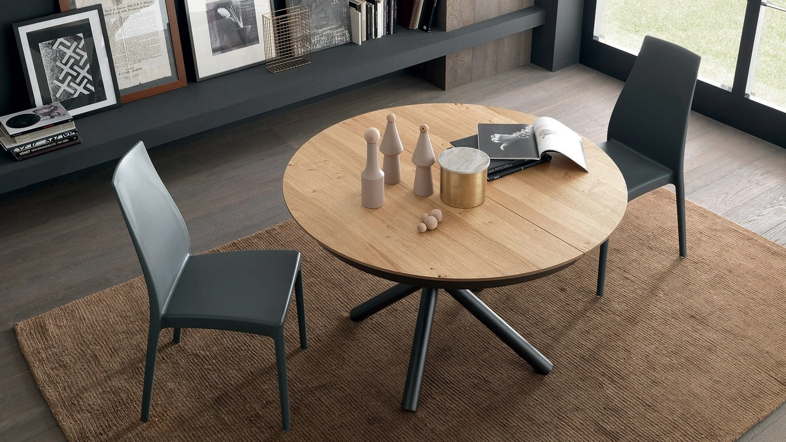 Extendable table Fahrenheit Round in Oak by Altacom