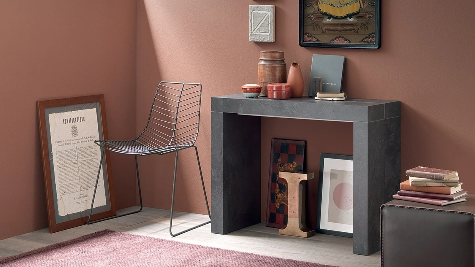 Square Extendable Console Table in Laminated Wood by Altacom