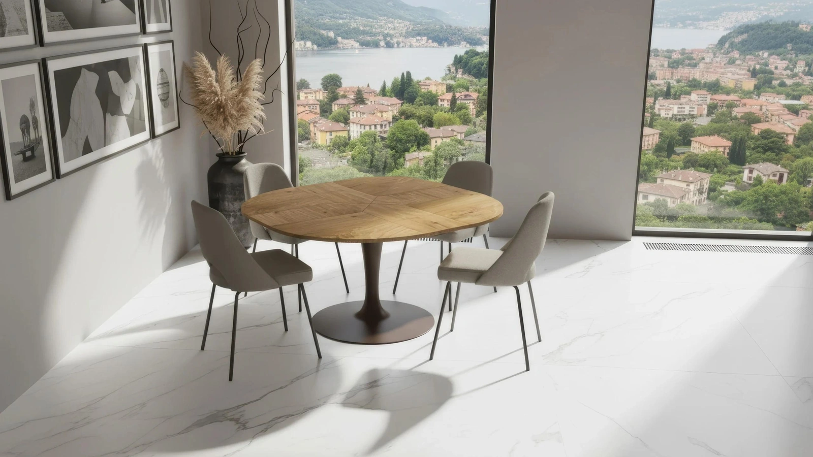 Modern extendable Croissant table by Easyline