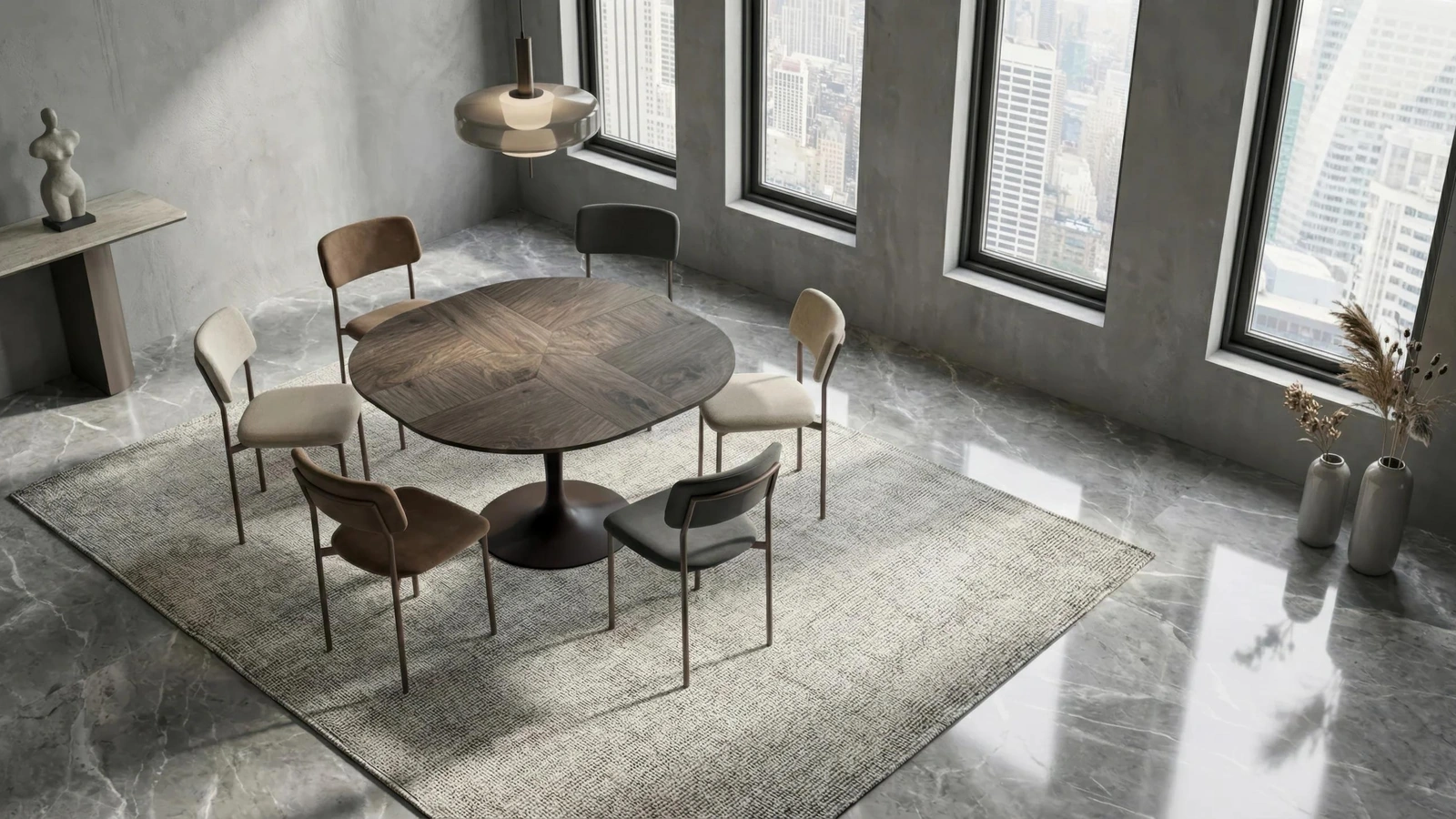 Extendable modern table Croissant by Easyline