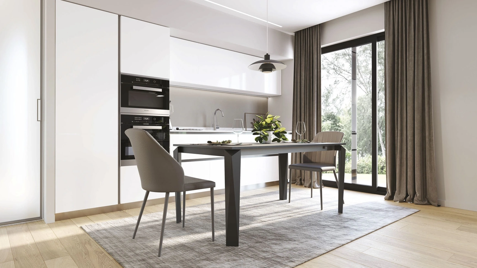 Diamond extendable table in anthracite cement laminate by Zamagna