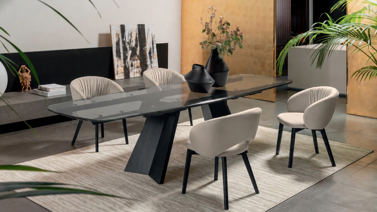 Icaro extendable glass table by Calligaris