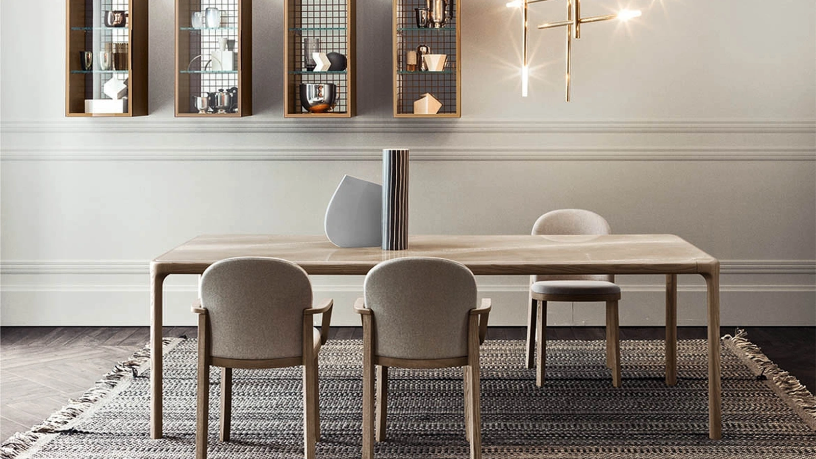 Pianca Inari Glass Table with Marble Effect