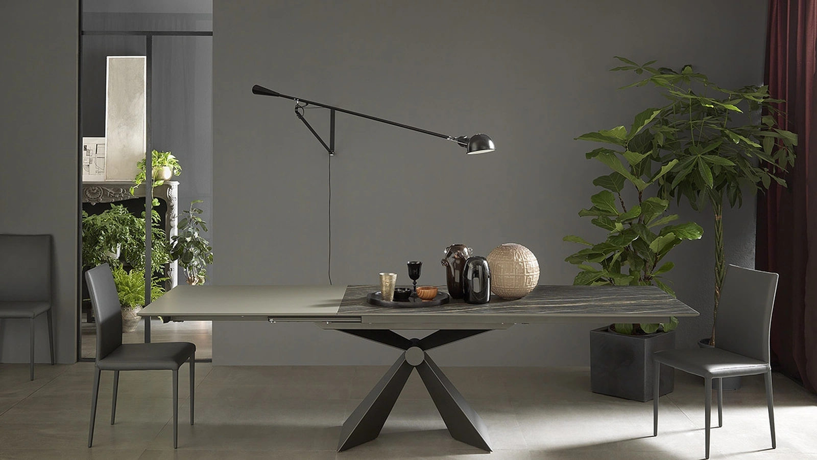 Extendable table with ceramic top and metal frame Sintesi by Altacom
