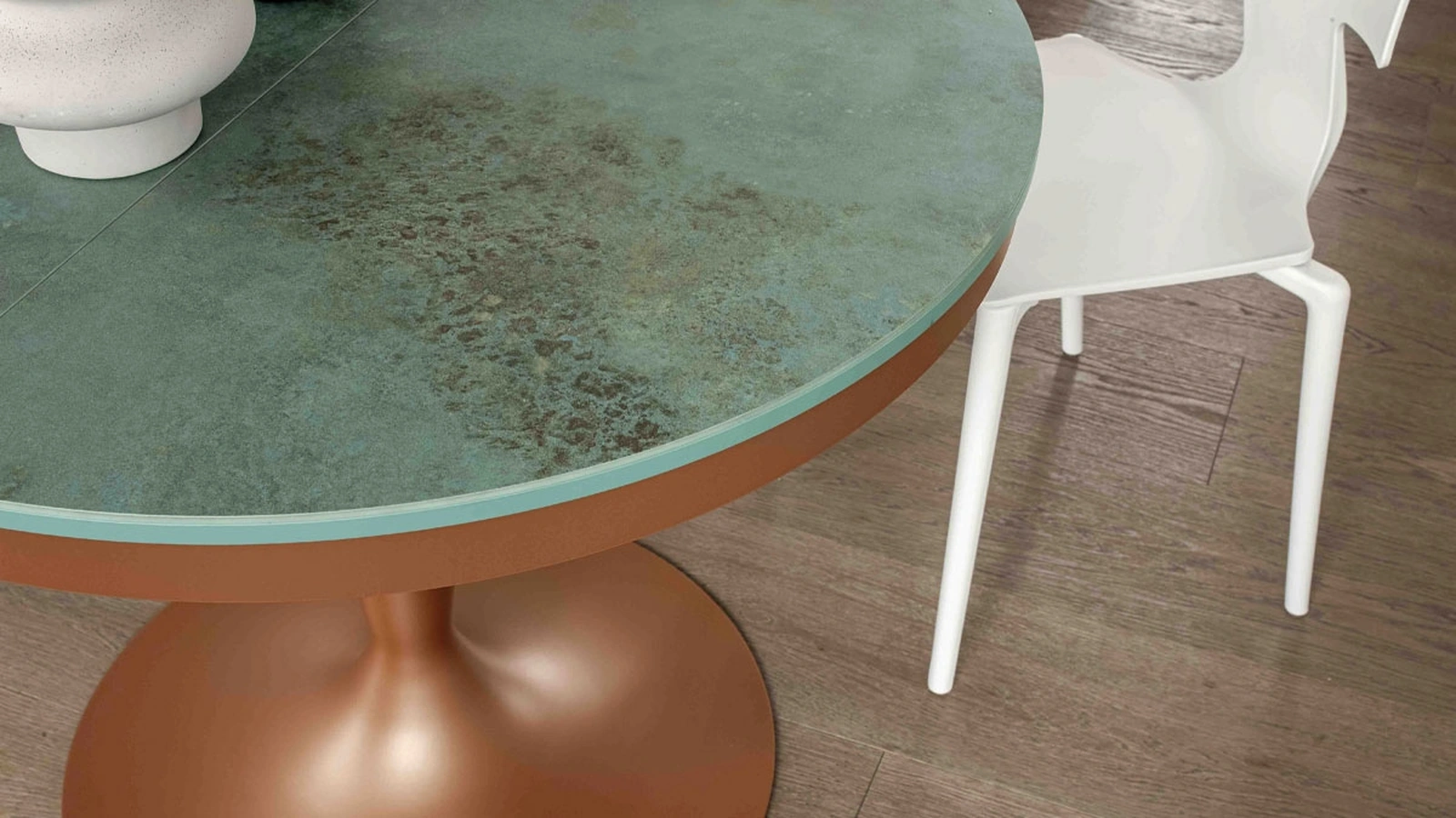 Extendable round table with ceramic top and metal base Sun by Altacom