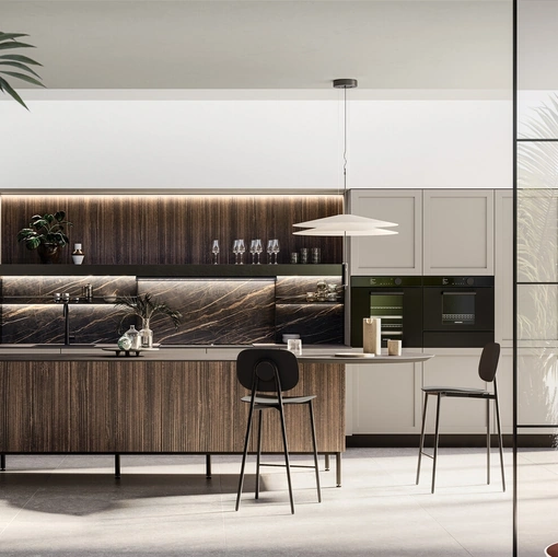 Modern Kitchen with Alma 01 Island in PET and Laminate by Arredo3