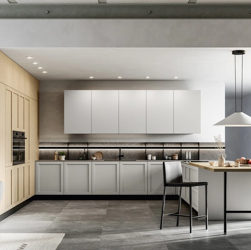 Modern Kitchen with Alma 02 island in PET and laminate by Arredo3