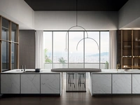 Modern Kitchen with Kronos 01 Peninsula in Laminam by Arredo3