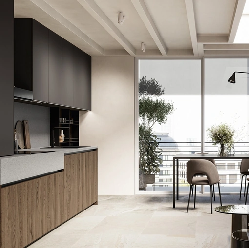 Linear Modern Kitchen Asia 02 in Oak and Lacquered by Arredo3