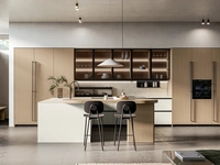 Modern Kitchen with Lacquered and Wood Asia Peninsula by Arredo3