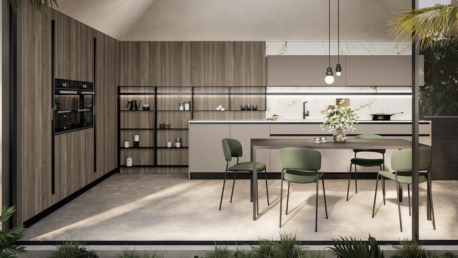 Cloe 04 Modern Corner Kitchen in Lacquered and Laminate by Arredo3