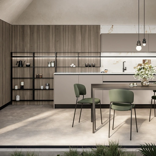 Cloe 04 Modern Corner Kitchen in Lacquered and Laminate by Arredo3