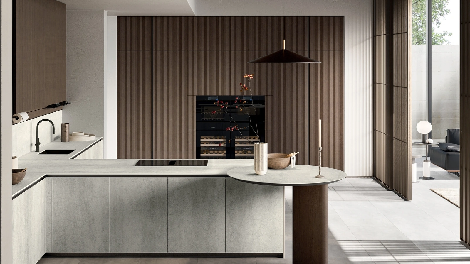 Modern Kitchen with Glass 01 Peninsula by Arredo3