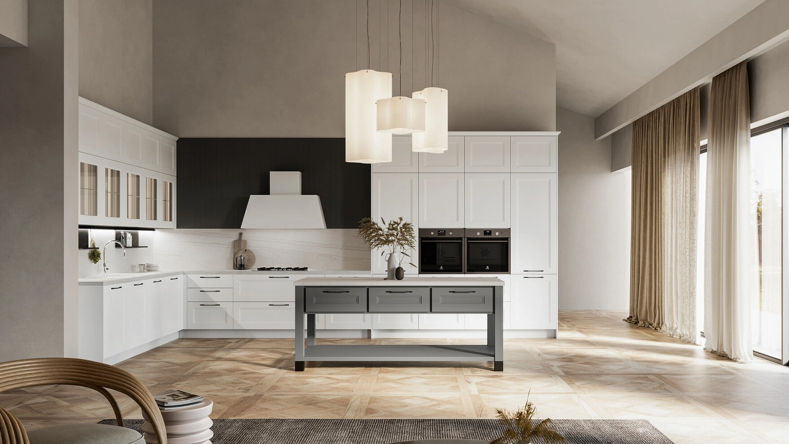 Modern Corner Kitchen Meg in Polymer by Arredo3