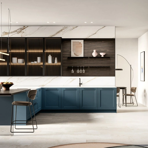 Modern Kitchen in lacquered and laminate with Meg island by Arredo3