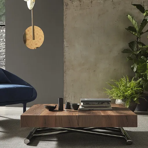 Convertible coffee table with wooden top and metal base Calypso by Altacom