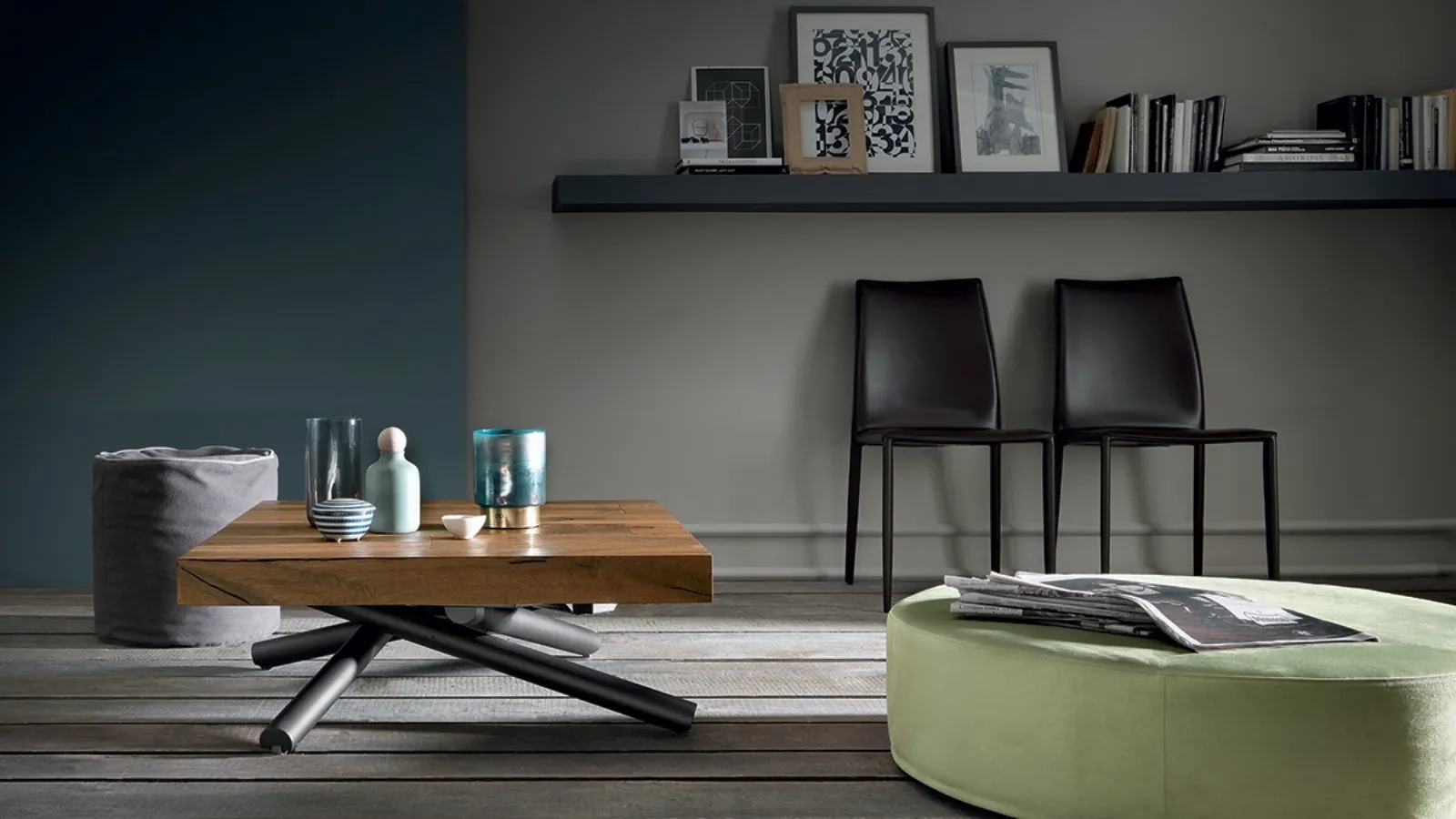 Transformable side table with square wooden top Levante by Altacom