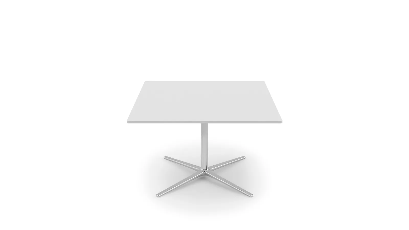 Loop Table coffee table with White laminate top and aluminum base by Infiniti.