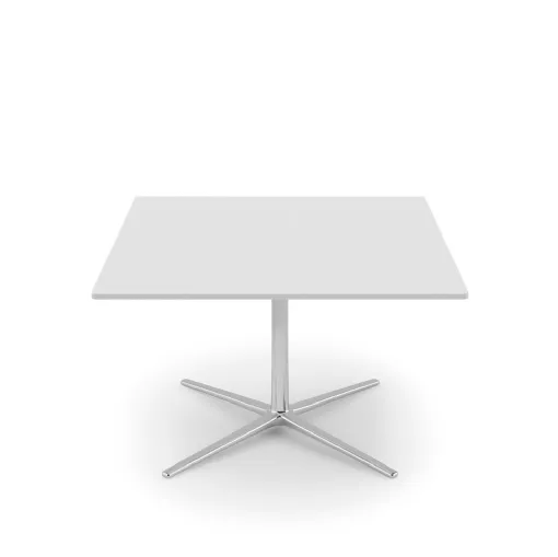 Loop Table coffee table with White laminate top and aluminum base by Infiniti.
