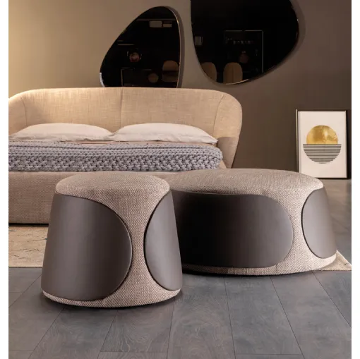 Pouf Mama in fabric and leather by Tonin Casa.