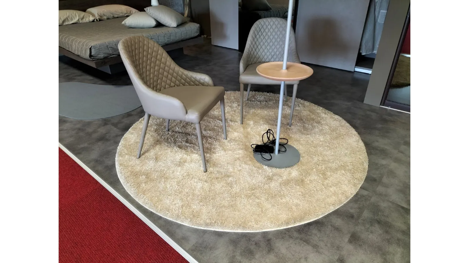 Round long pile rug