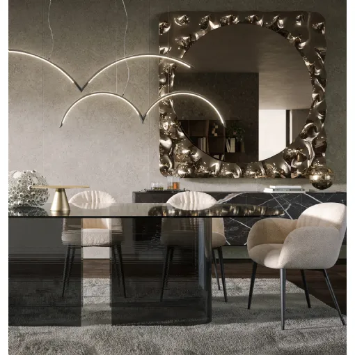 Maxi Aphrodite mirror with fused glass frame by Tonin Casa.