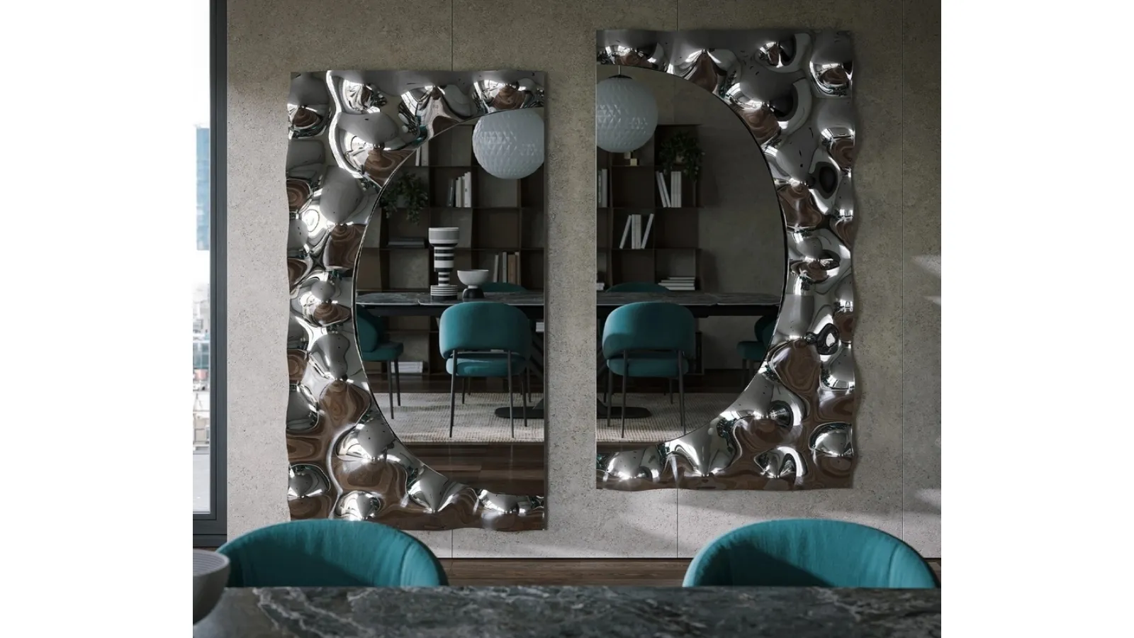 Design mirror with fused glass frame Afrodite by Tonin Casa